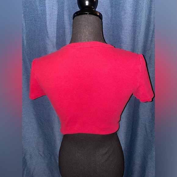 “Zara” Women’s Red Crop Top Cropped Tee Shirt - Size Medium - Picture 5 of 8